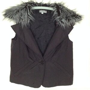 Rodika Zanian Faux Fur Collar Crop Puffer Vest